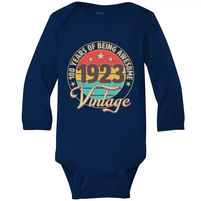 Vintage 1923 100 Years Of Being Awesome Baby Long Sleeve Bodysuit