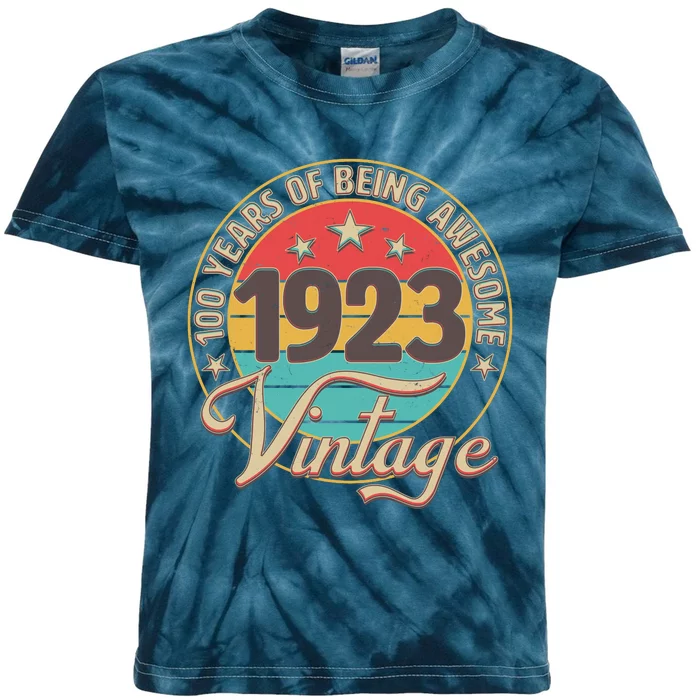 Vintage 1923 100 Years Of Being Awesome Kids Tie-Dye T-Shirt