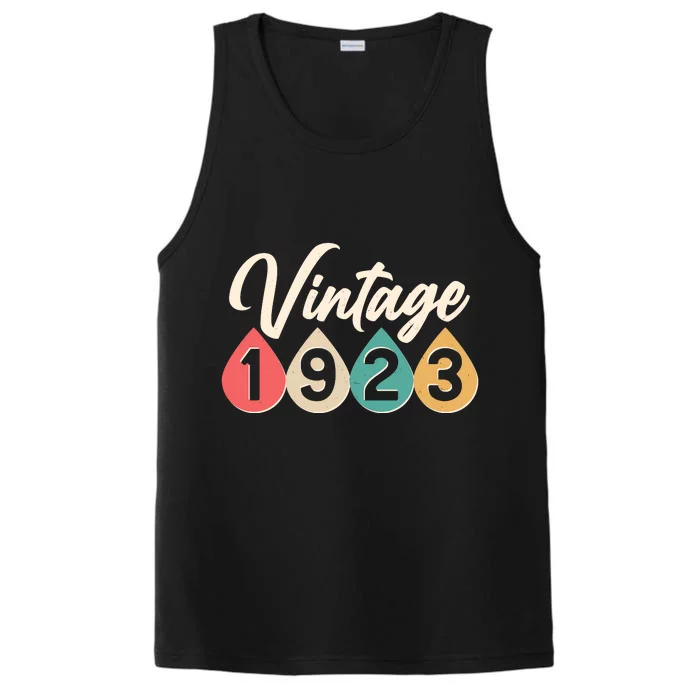 Vintage 1923 100th Birthday Retro Teardrop Design Performance Tank