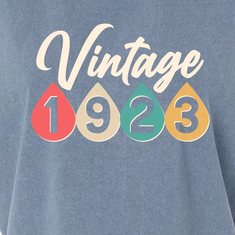 Vintage 1923 100th Birthday Retro Teardrop Design Garment-Dyed Women's Muscle Tee