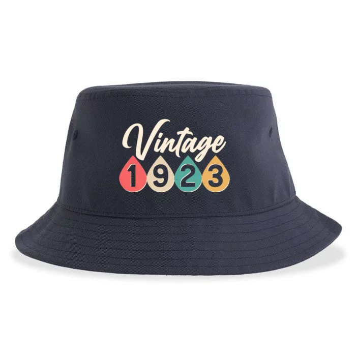 Vintage 1923 100th Birthday Retro Teardrop Design Sustainable Bucket Hat