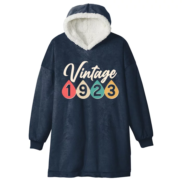 Vintage 1923 100th Birthday Retro Teardrop Design Hooded Wearable Blanket