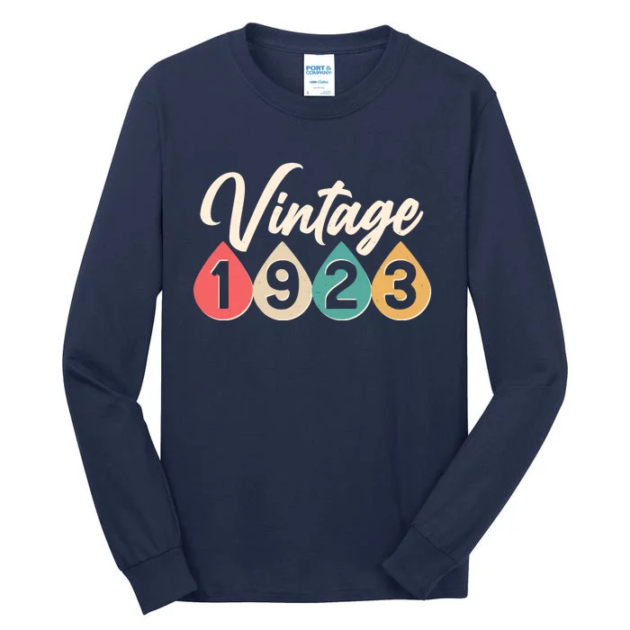 Vintage 1923 100th Birthday Retro Teardrop Design Tall Long Sleeve T-Shirt