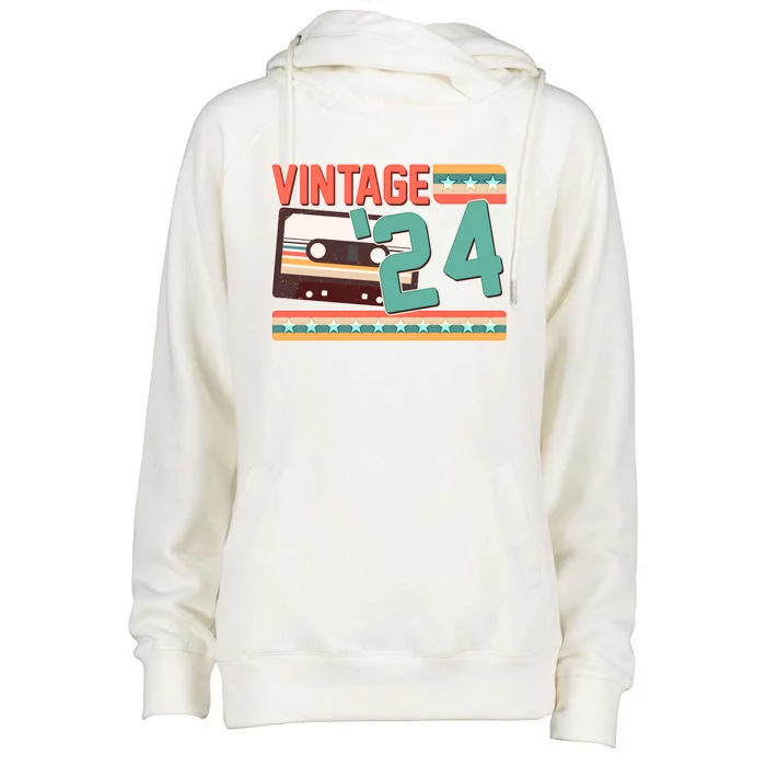 Vintage 1924 100th Birthday Cassette Tape Womens Funnel Neck Pullover Hood