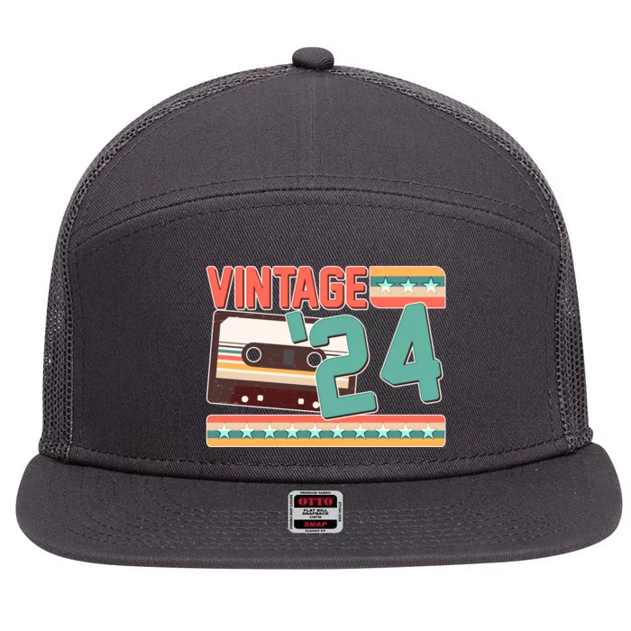 Vintage 1924 100th Birthday Cassette Tape 7 Panel Mesh Trucker Snapback Hat