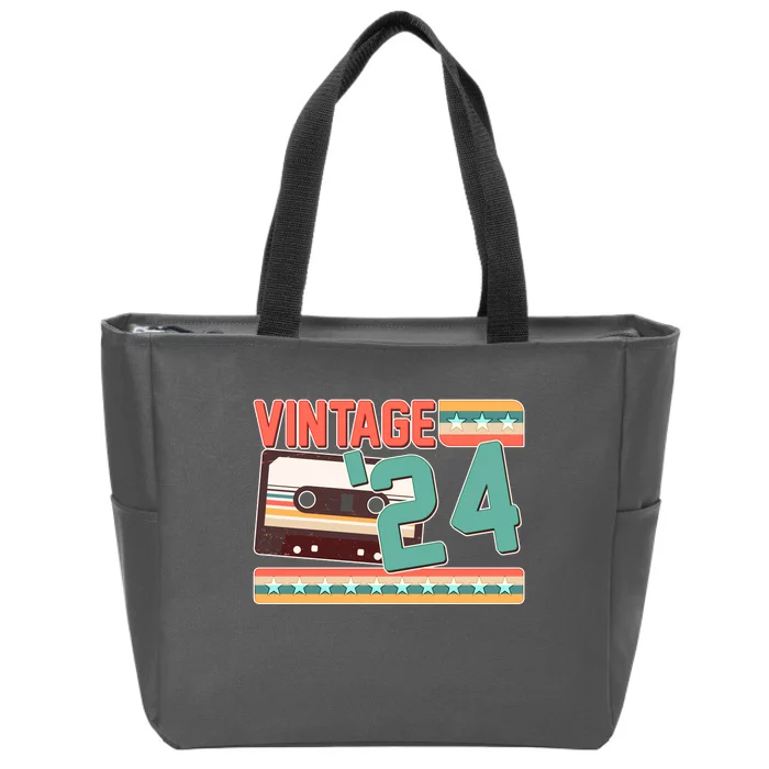 Vintage 1924 100th Birthday Cassette Tape Zip Tote Bag