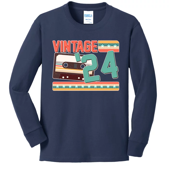 Vintage 1924 100th Birthday Cassette Tape Kids Long Sleeve Shirt