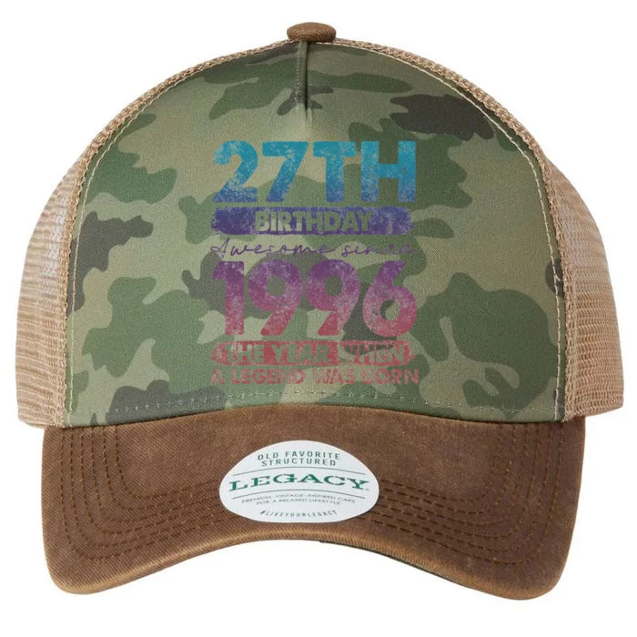 Vintage 1996 27 Year Old Gifts Limited Edition 27th Birthday Legacy Tie Dye Trucker Hat