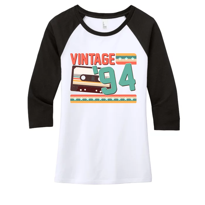 Vintage 1994 30th Birthday Cassette Tape Women's Tri-Blend 3/4-Sleeve Raglan Shirt