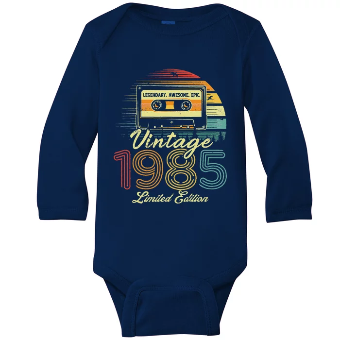 Vintage 1985 38th Birthday Gift 38 Years Old Cassette Tape Baby Long Sleeve Bodysuit