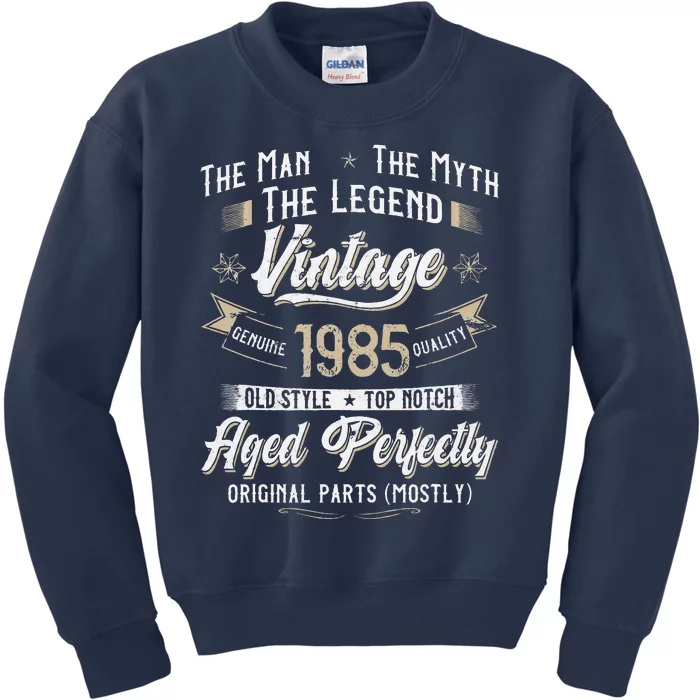 Vintage 1985 38th Birthday Gift 38 Years Old Kids Sweatshirt