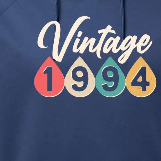 Vintage 1994 30th Birthday Retro Teardrop Design Performance Fleece Hoodie