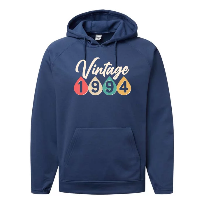 Vintage 1994 30th Birthday Retro Teardrop Design Performance Fleece Hoodie