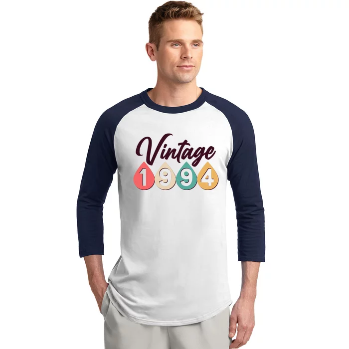 Vintage 1994 30th Birthday Retro Teardrop Design Baseball Sleeve Shirt