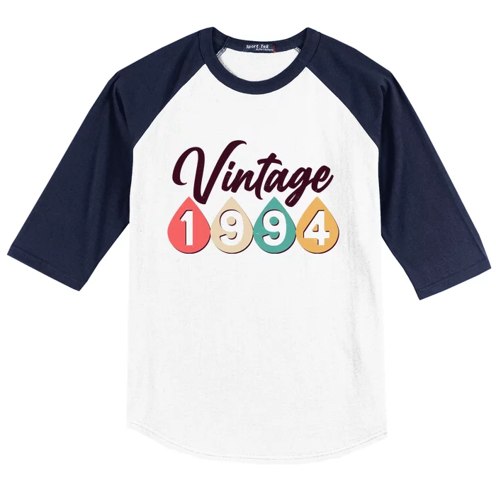 Vintage 1994 30th Birthday Retro Teardrop Design Baseball Sleeve Shirt