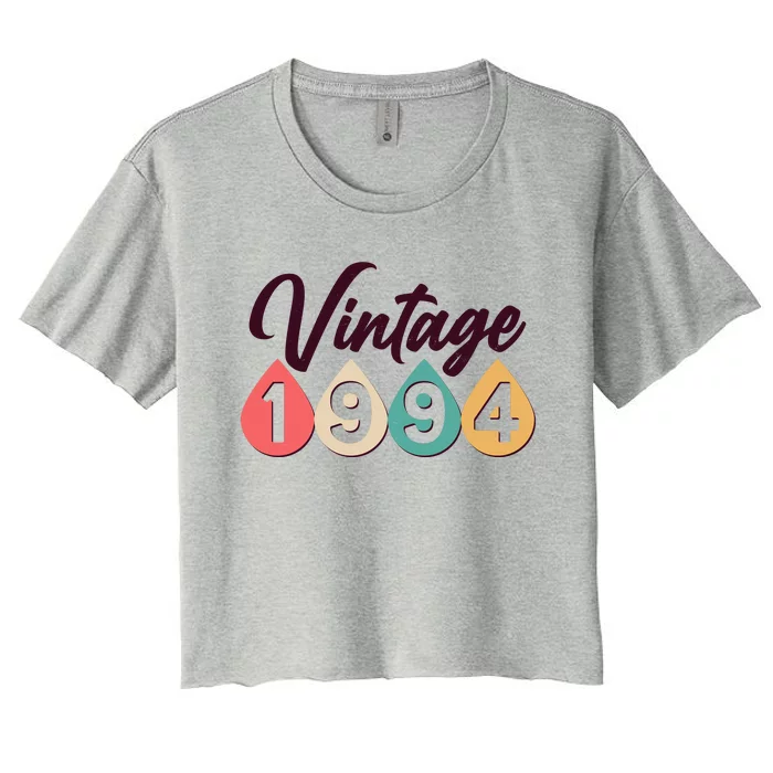 Vintage 1994 30th Birthday Retro Teardrop Design Women's Crop Top Tee