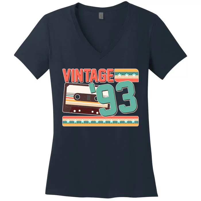 Vintage 1993 30th Birthday Cassette Tape Women's V-Neck T-Shirt