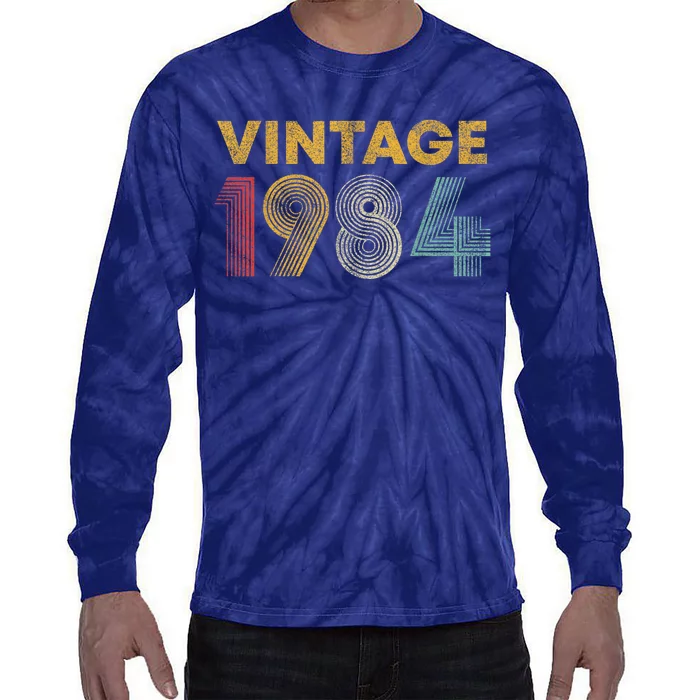 Vintage 1984 39th Birthday Present Gift  Wo 39 Years Old Tie-Dye Long Sleeve Shirt