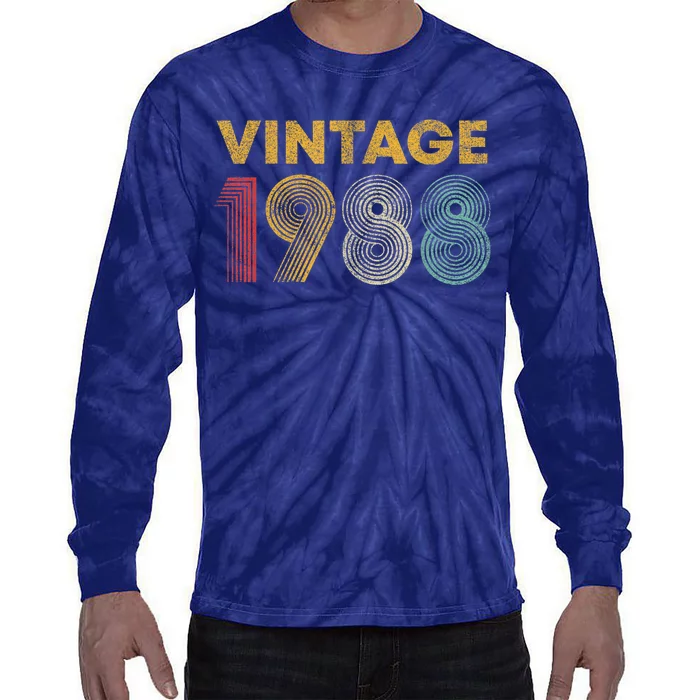 Vintage 1988 35th Birthday Present Gift  Wo 35 Years Old Tie-Dye Long Sleeve Shirt