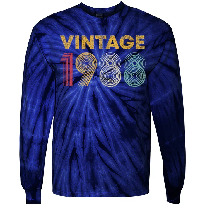 Vintage 1988 35th Birthday Present Gift  Wo 35 Years Old Tie-Dye Long Sleeve Shirt