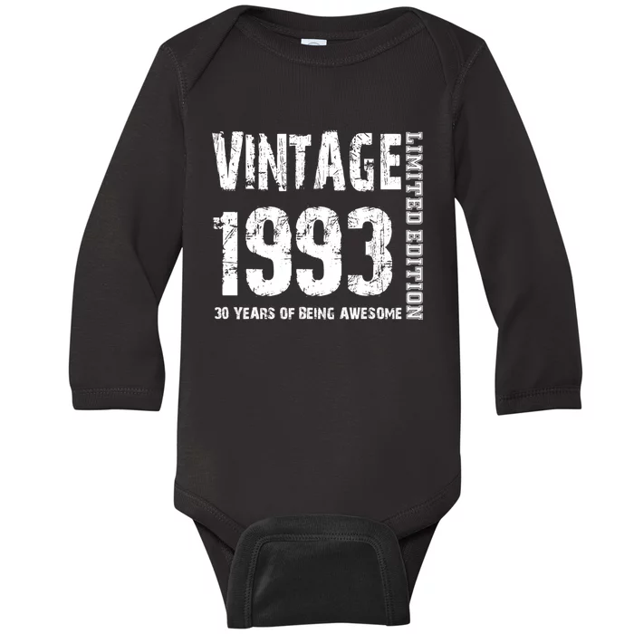 Vintage 1993 30 Years Of Being Awesome 30th Birthday Baby Long Sleeve Bodysuit