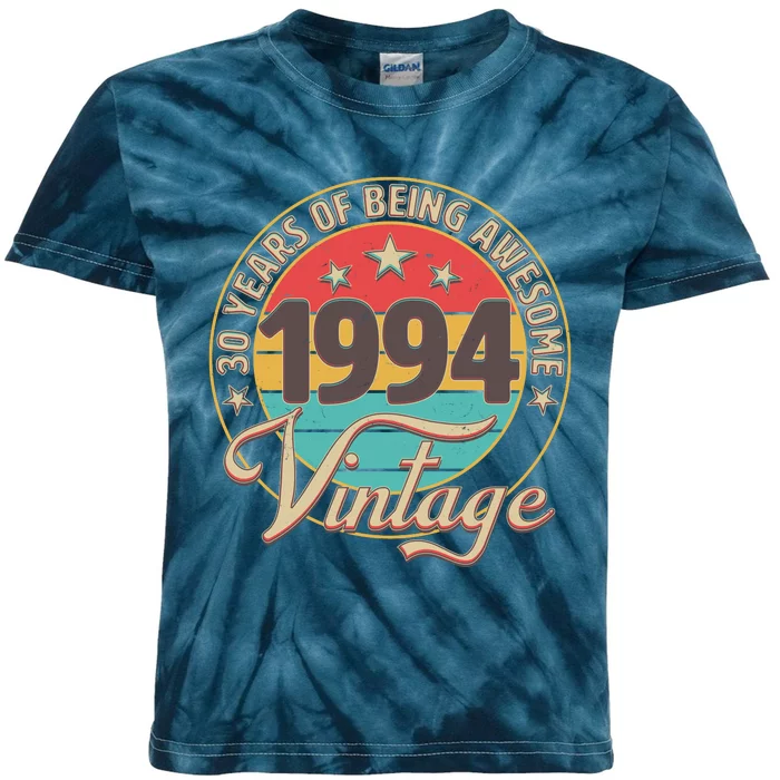 Vintage 1994 30 Years Of Being Awesome Kids Tie-Dye T-Shirt