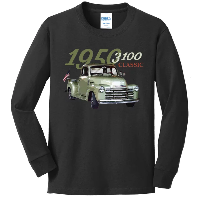 Vintage 1950 3100 Pickup Truck Car Guys Classic Trucks Kids Long Sleeve Shirt