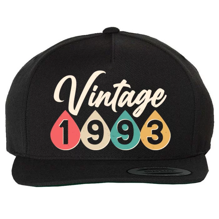 Vintage 1993 30th Birthday Retro Teardrop Design Wool Snapback Cap