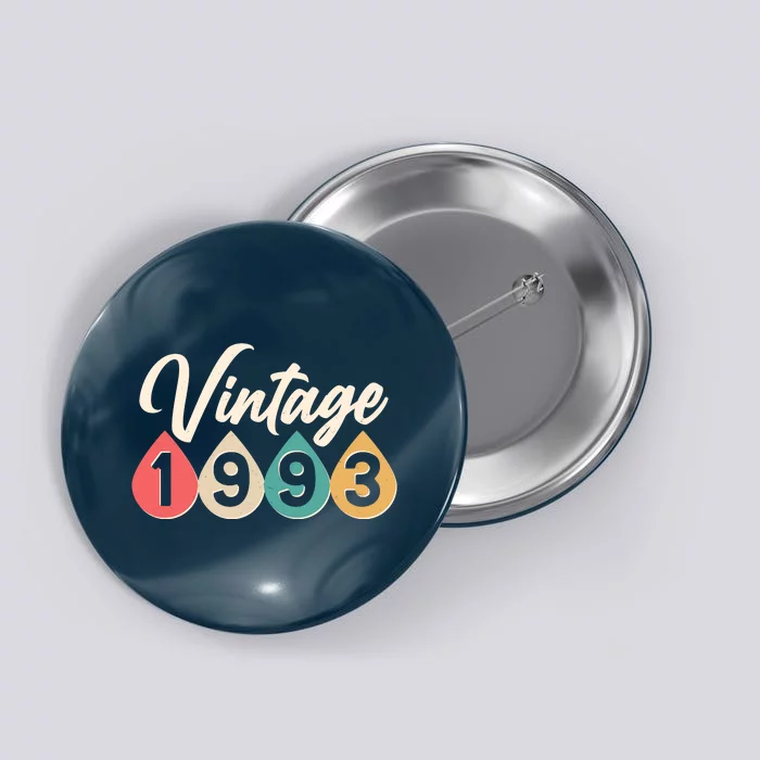 Vintage 1993 30th Birthday Retro Teardrop Design Button