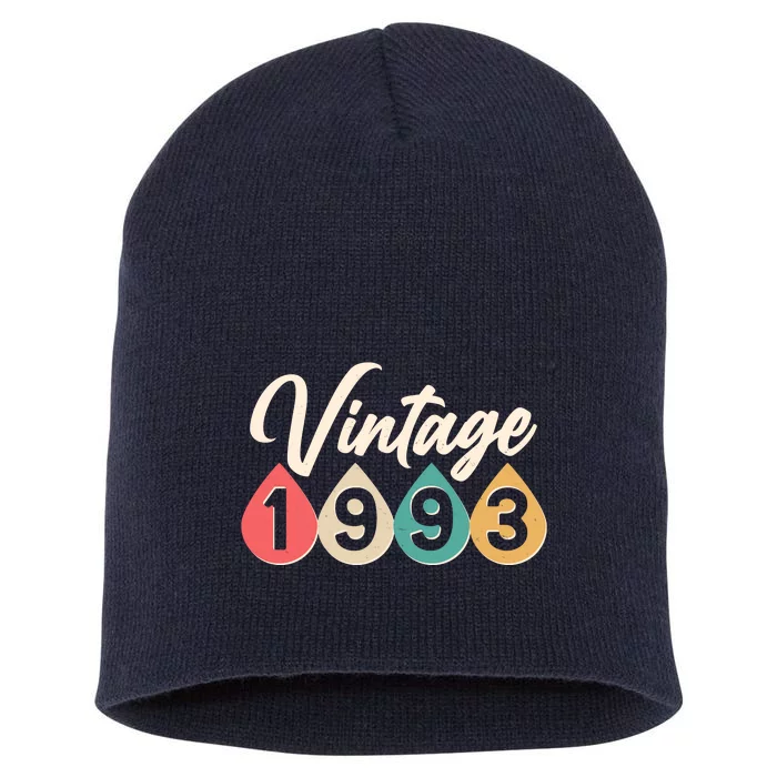 Vintage 1993 30th Birthday Retro Teardrop Design Short Acrylic Beanie