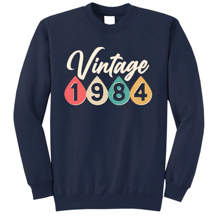 Vintage 1984 40th Birthday Retro Teardrop Design Tall Sweatshirt