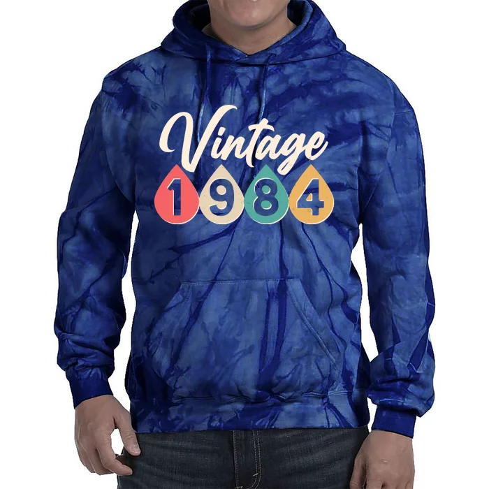 Vintage 1984 40th Birthday Retro Teardrop Design Tie Dye Hoodie