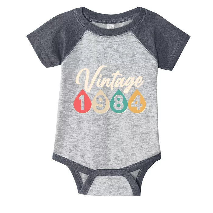 Vintage 1984 40th Birthday Retro Teardrop Design Infant Baby Jersey Bodysuit