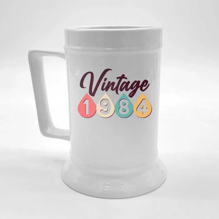 Vintage 1984 40th Birthday Retro Teardrop Design Front & Back Beer Stein