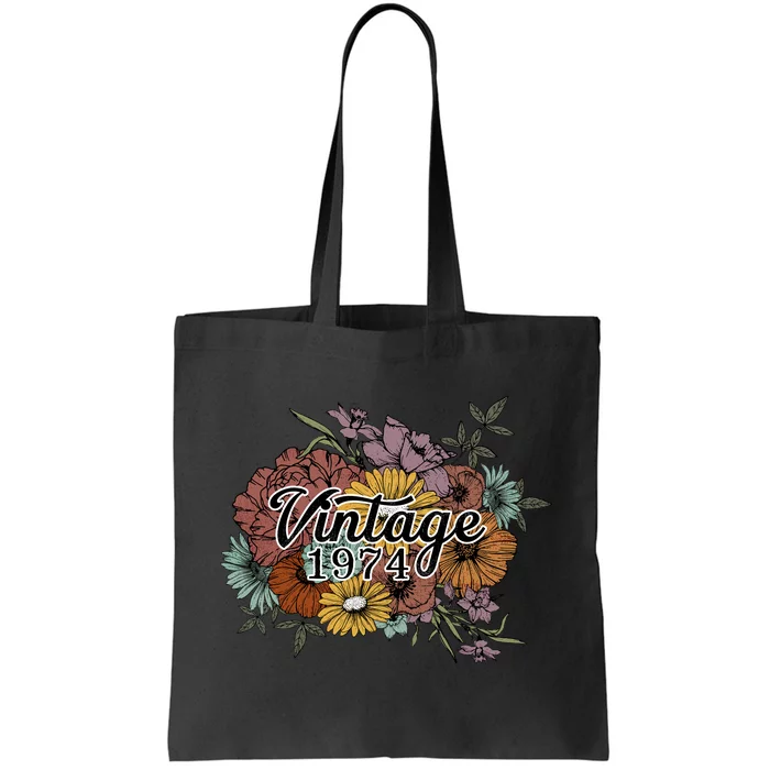 Vintage 1974 49 Year Old Sunflowers Floral 49th Birthday Tote Bag