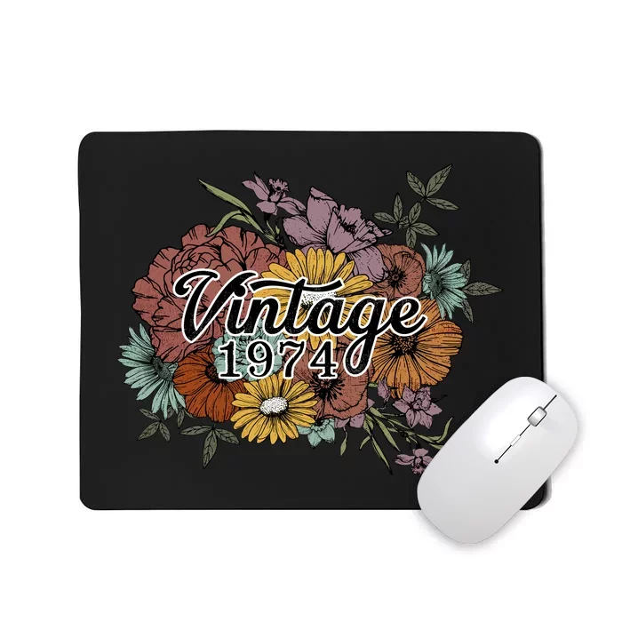 Vintage 1974 49 Year Old Sunflowers Floral 49th Birthday Mousepad