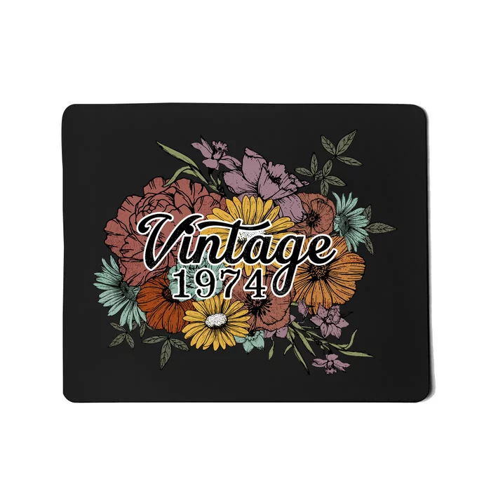 Vintage 1974 49 Year Old Sunflowers Floral 49th Birthday Mousepad