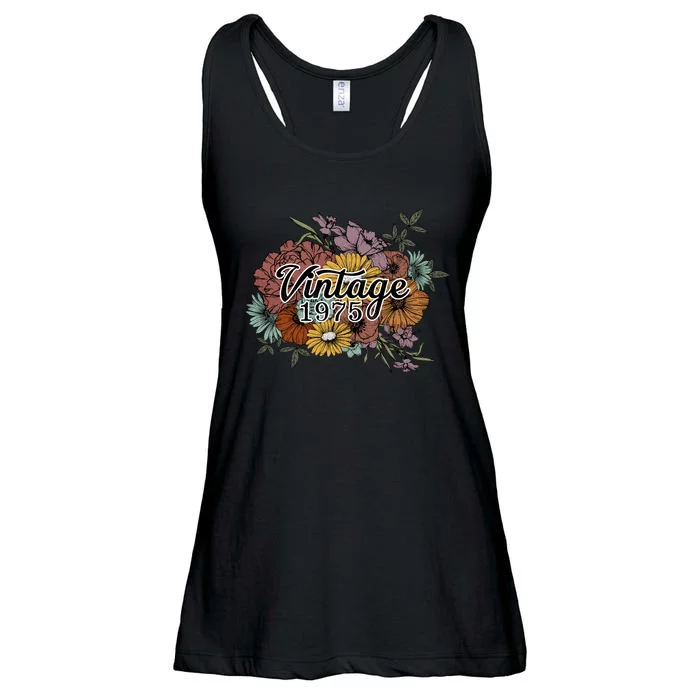 Vintage 1975 48 Year Old Sunflowers Floral 48th Birthday Ladies Essential Flowy Tank