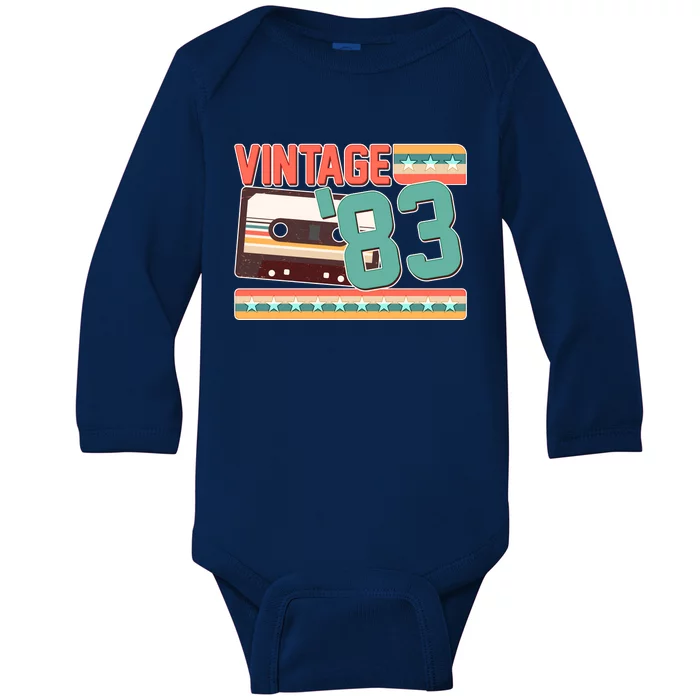 Vintage 1983 40th Birthday Cassette Tape Baby Long Sleeve Bodysuit