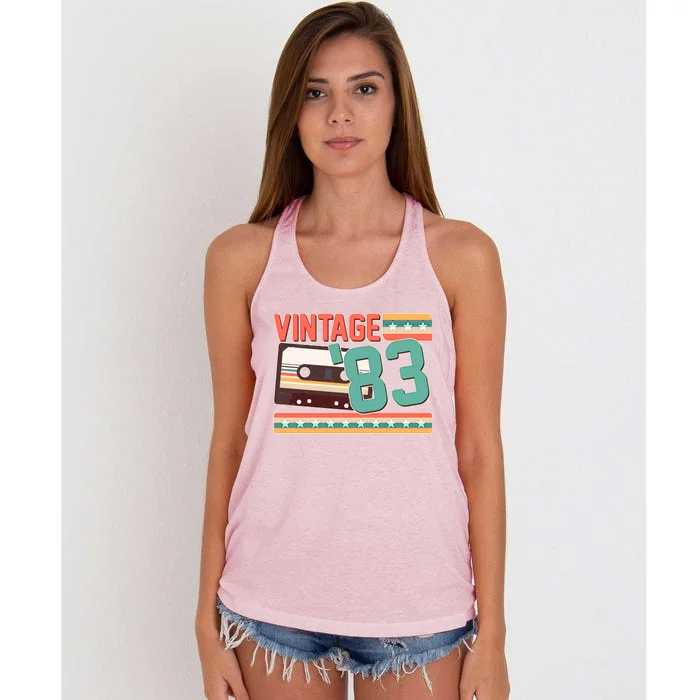 Vintage 1983 40th Birthday Cassette Tape Women's Knotted Racerback Tank