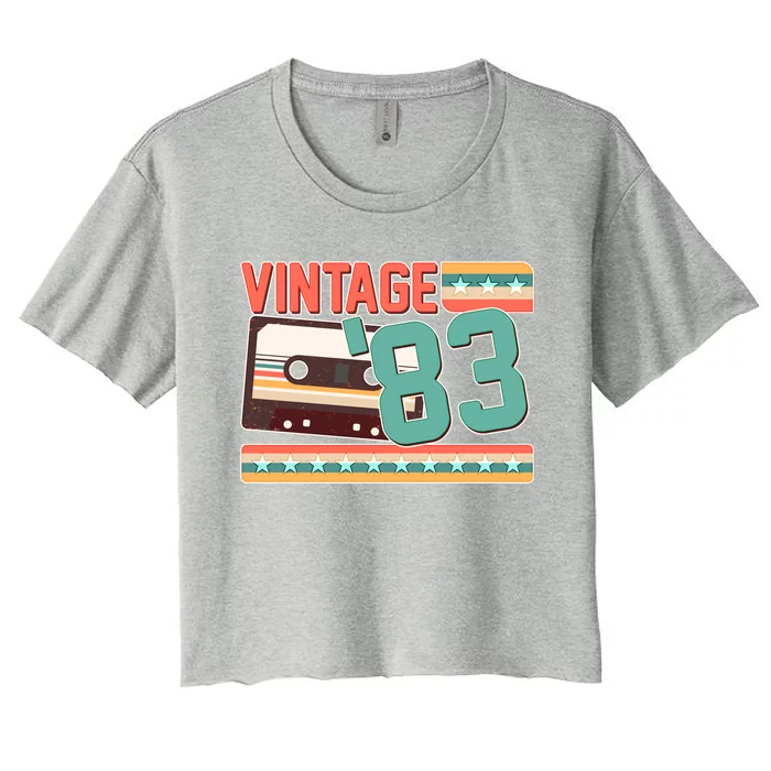 Vintage 1983 40th Birthday Cassette Tape Women's Crop Top Tee