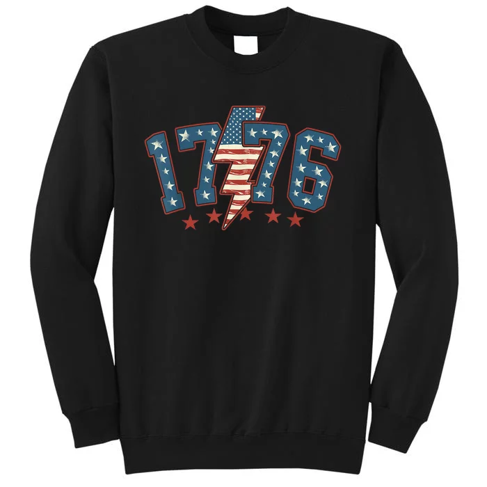 Vintage 1776 4th Of July American Usa Flag Women Gift Tall Sweatshirt