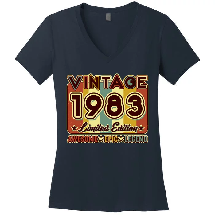 Vintage 1983 40th Birthday Limited Edition Awesome Epic Legend Women's V-Neck T-Shirt