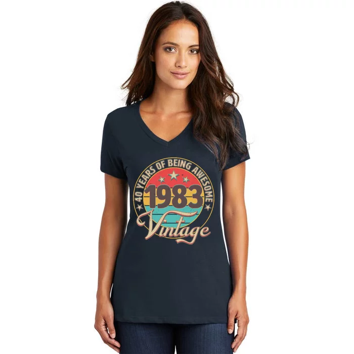 Vintage 1983 40 Years Of Being Awesome Women's V-Neck T-Shirt