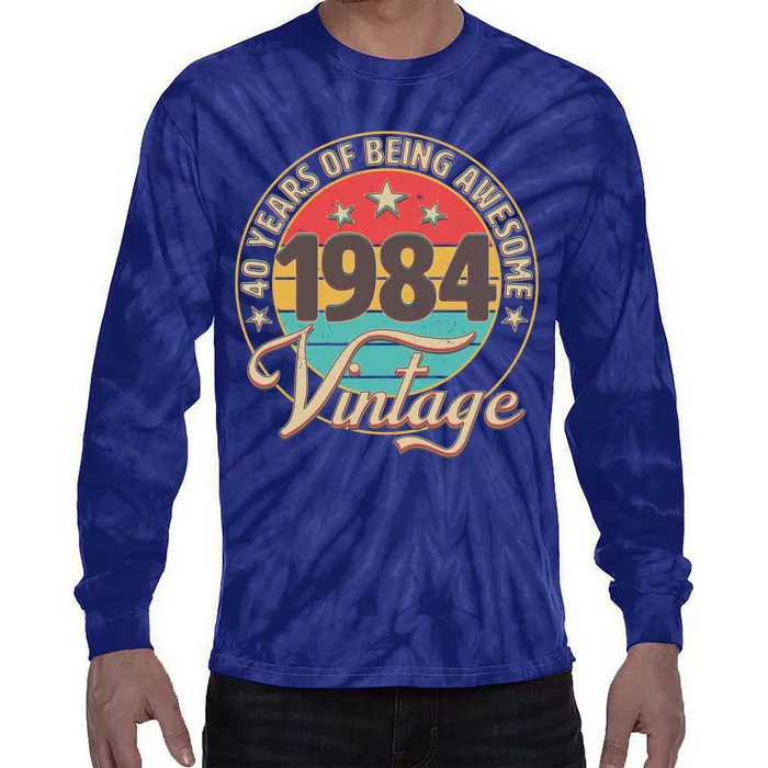 Vintage 1984 40 Years Of Being Awesome Tie-Dye Long Sleeve Shirt