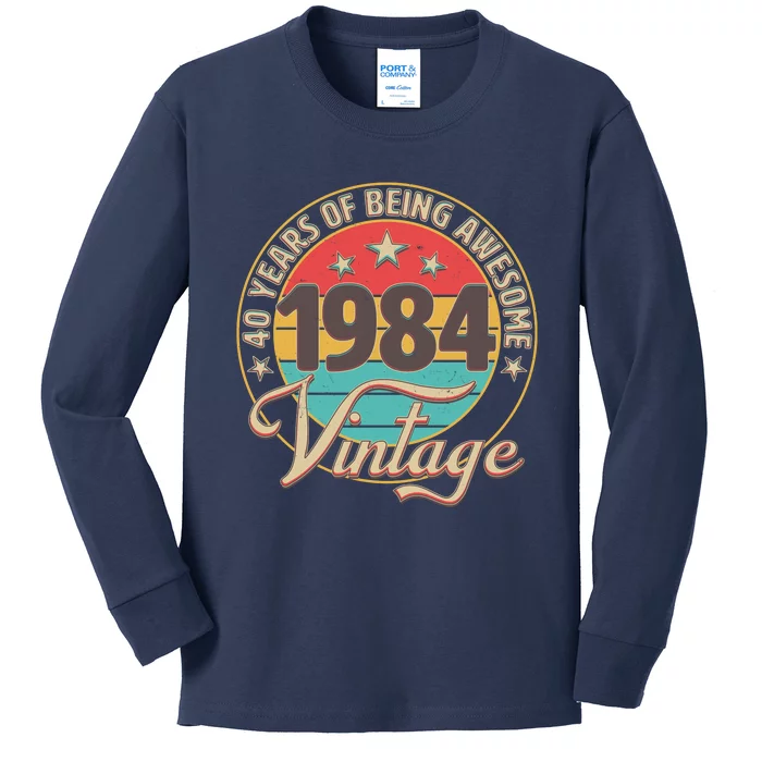 Vintage 1984 40 Years Of Being Awesome Kids Long Sleeve Shirt