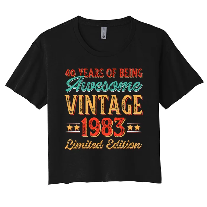 Vintage 1983 40 Years Birthday Women's Crop Top Tee