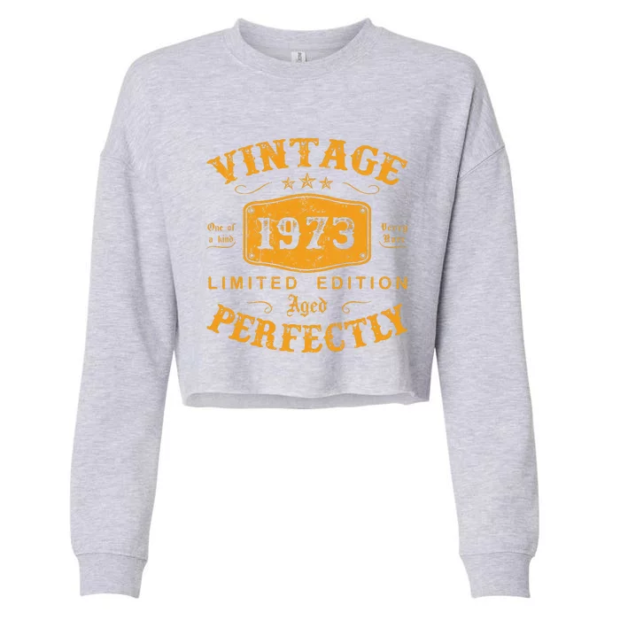 Vintage 1973 49 Birthday Gifts 49rd Birthday Gifts Cropped Pullover Crew