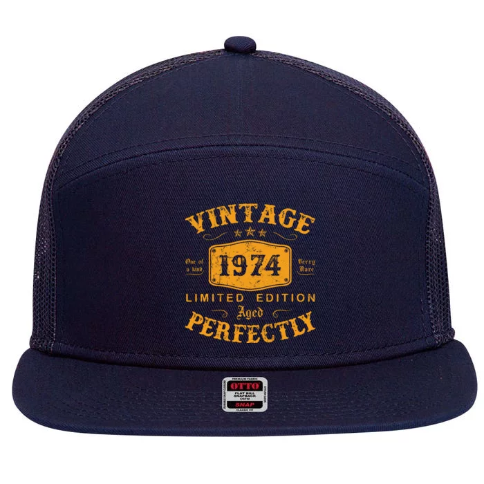 Vintage 1974 48 Birthday Gifts 48th Birthday Gifts 7 Panel Mesh Trucker Snapback Hat