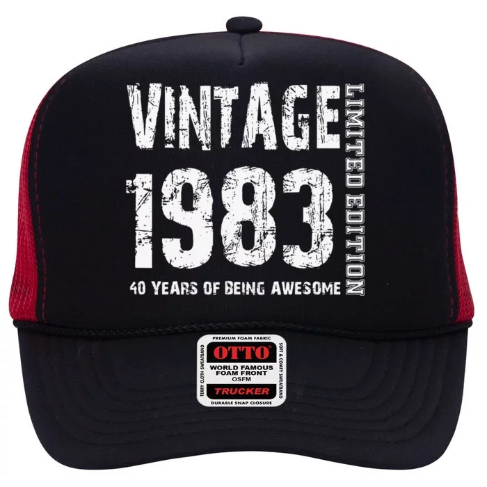 Vintage 1983 40 Years Of Being Awesome 40th Birthday High Crown Mesh Trucker Hat